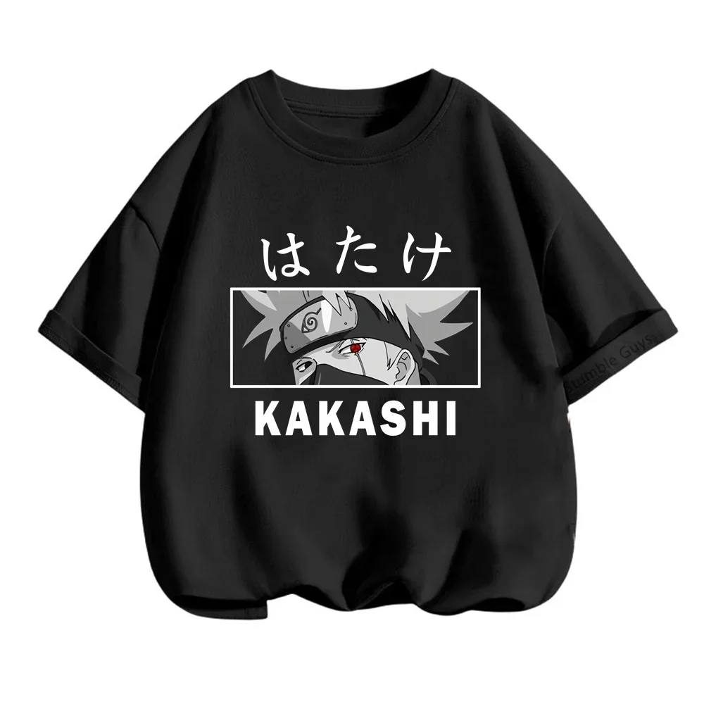 3-14 Years Kids Clothes Narutos Tshirt Boys T-Shirt Girls Cartoon Tees Summer Anime Teen Short Sleeve Tops Kakashi Clothing