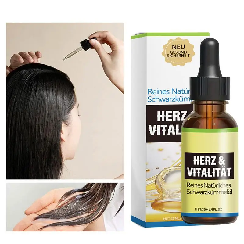 Aceite para el crecimiento del cabello, aceite de semilla negra, esencia para el crecimiento del cabello, cuero cabelludo, loción nutritiva para fortalecer el cabello adelgazante, 30ml