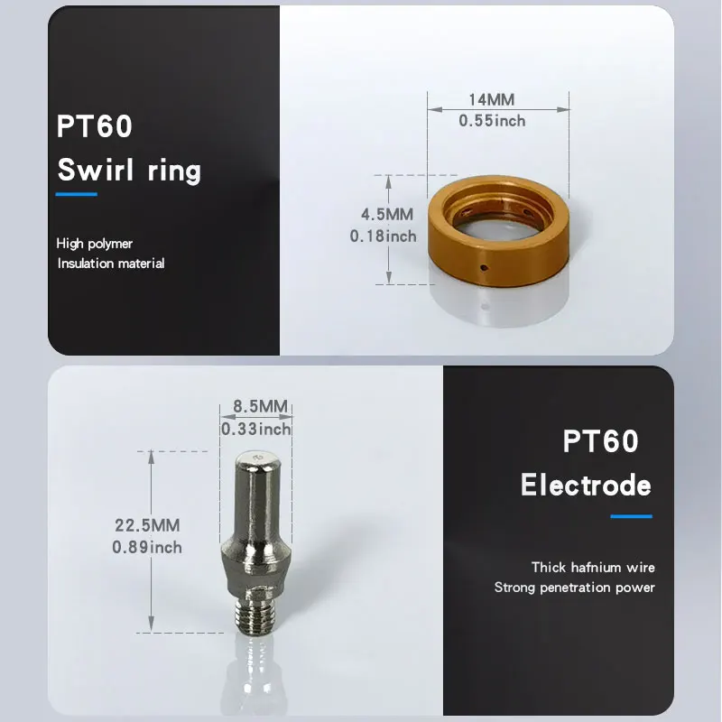 PT-60 IPT-60 PT60 Plasma Cutting Torch Tip Nozzle Electrode Stand-off Retaining-cap Swirl-ring Plasma Cutting Flashlight  PT40