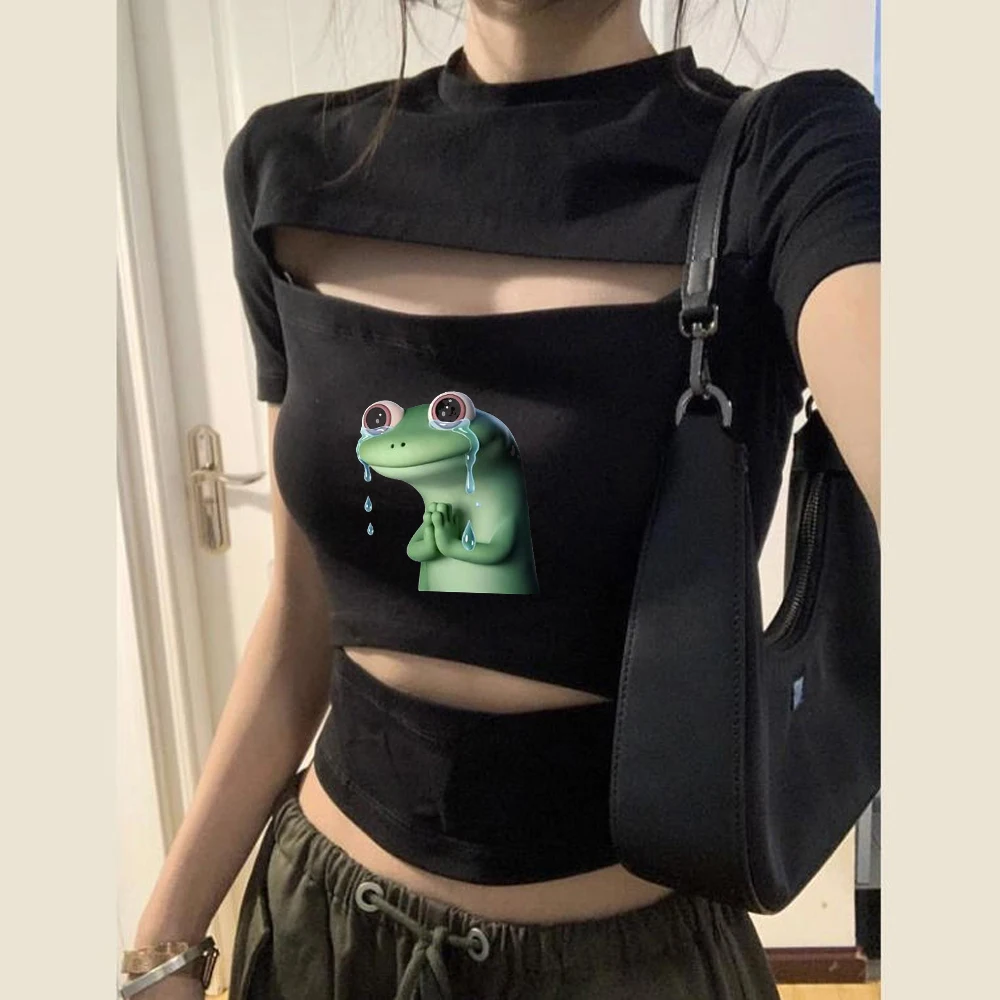 Tom Lizard crop top women funny gothic grunge tshirt cheap kawaii streetwear party cutecore