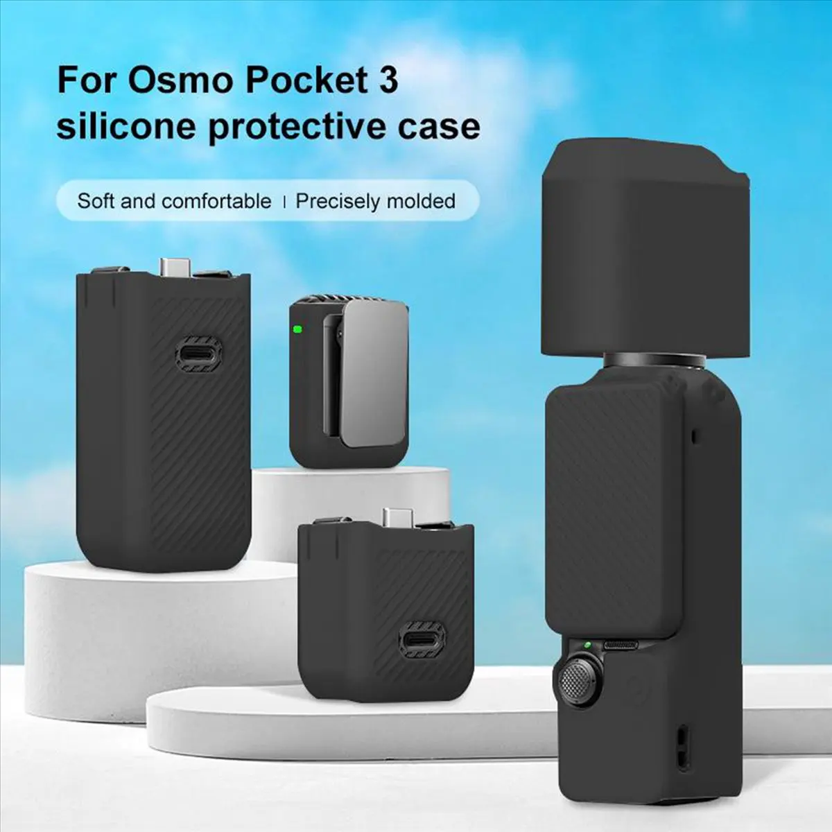 (A03R) 6 in 1 Silicone Case for DJI OSMO Pocket 3 - Comprehensive Protection