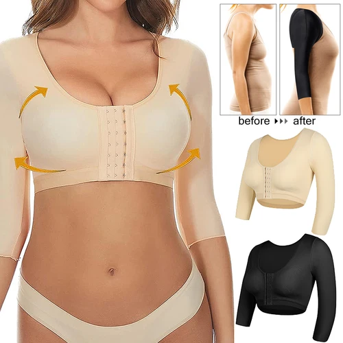 Imagen 2 del producto MISSMOLY Tops moldeadores de brazos para mujer, medias mangas de compresión más delgadas, Corrector de postura postoperatorio, ropa moldeadora