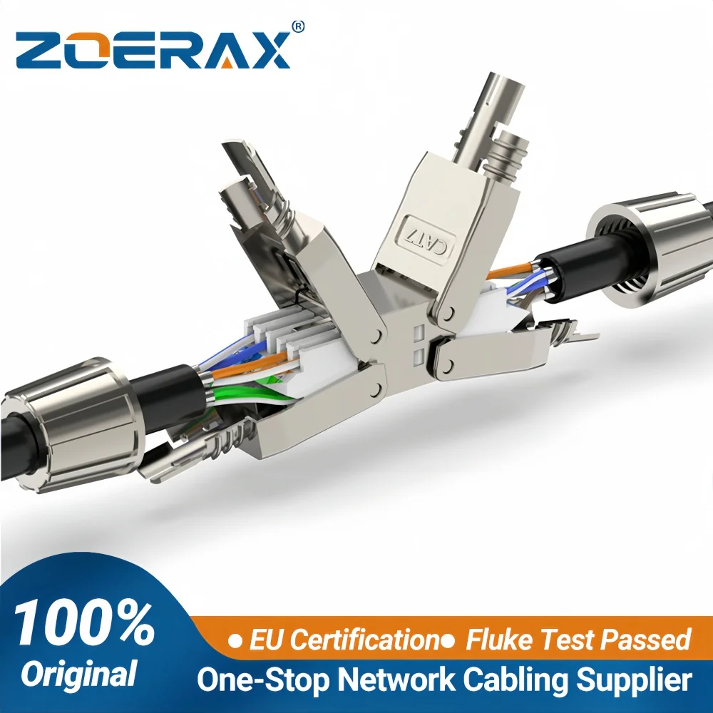 ZoeRax Przedłużacz kabla Cat6A Cat7, adapter łączący, skrzynka przyłączeniowa RJ45, przedłużka kabla LAN, w pełni ekranowany, bez użycia narzędzi