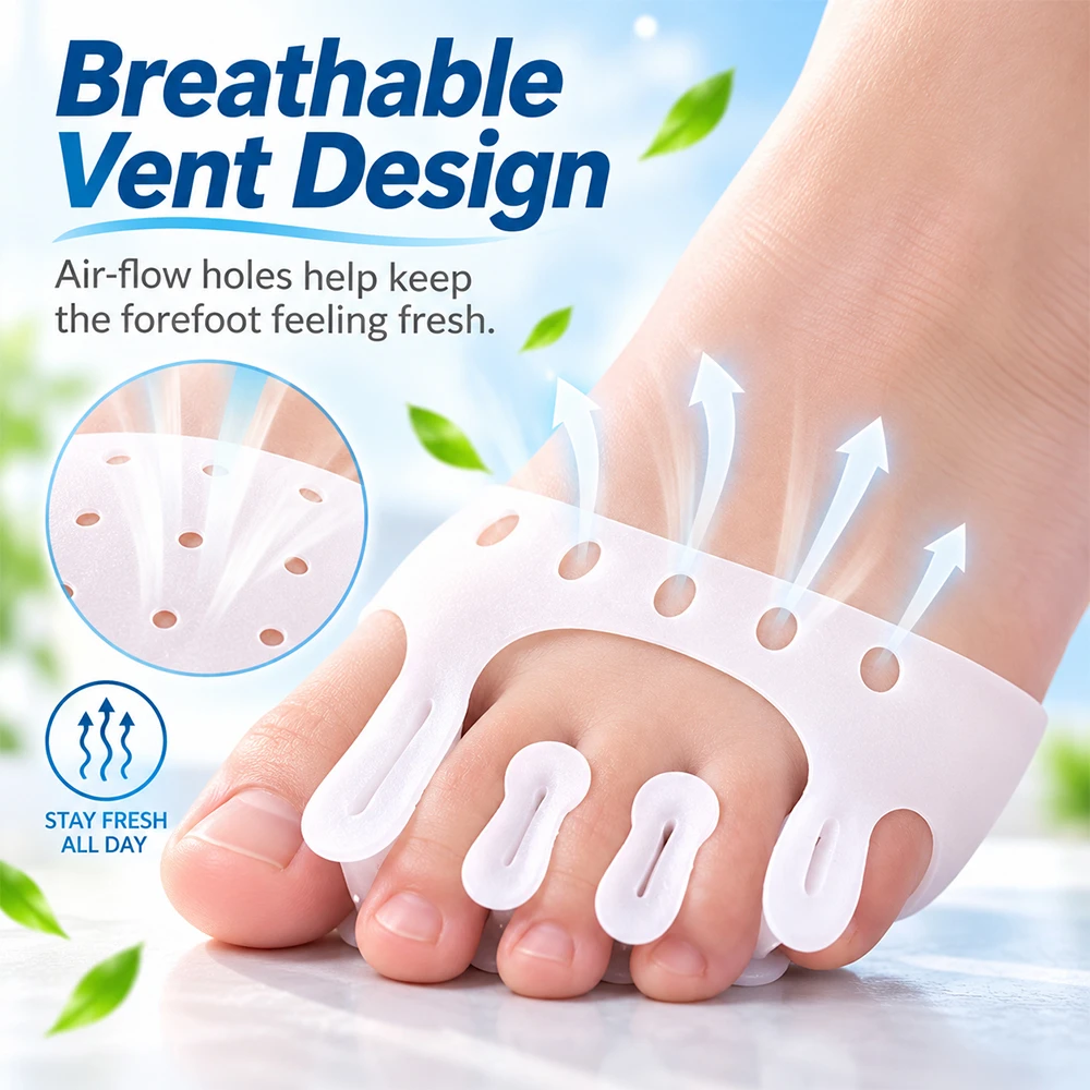 1-4 Pairs Forefoot Pads Gel Silicone Bunion Corrector Toe Separators Orthopedic Braces Hallux Valgus Spacers WINRUOCEN