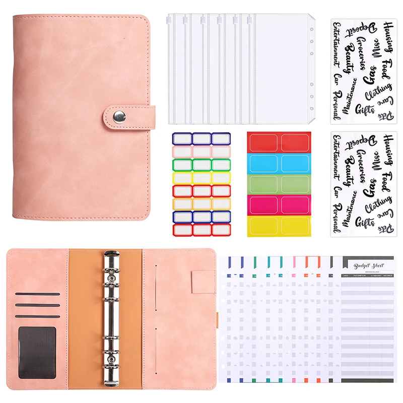 A6 A5 Colorful PU Leather Notebook Budget Binder Planner With Cash Envelopes Or Pockets Or Only Cover