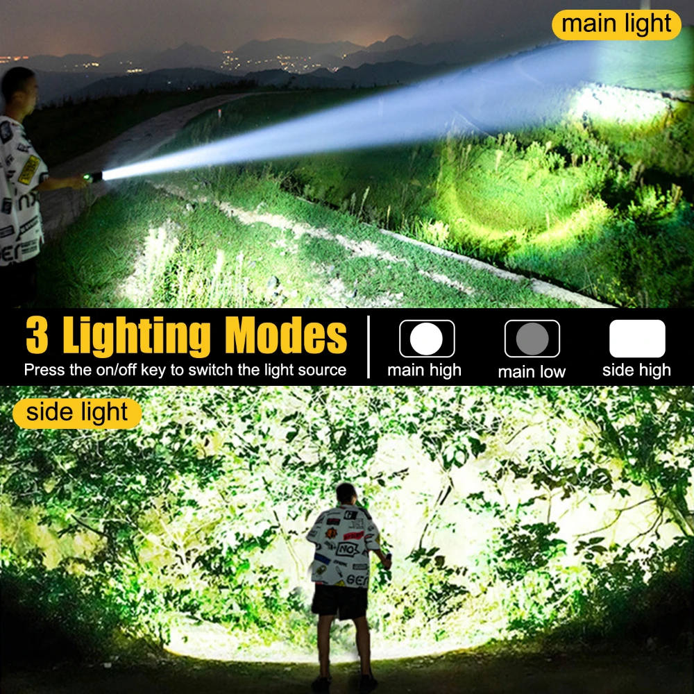 Powerful LED Flashlight USB Rechargeable Handlamp 3 Modes Built-in Battery High Lumens LED Lamp Outdoor Emergency Camping Torch