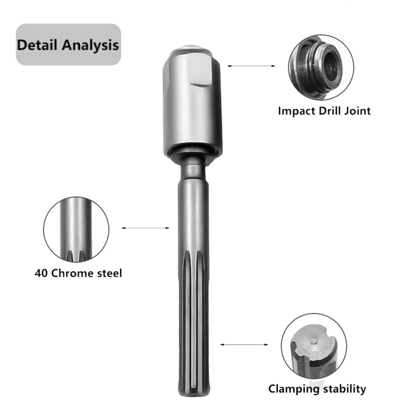 Adaptador abjt sds max para sds plus, ferramenta de conversão de mandril de broca para martelos sds max conversor de broca de impacto ferramenta rápida prata