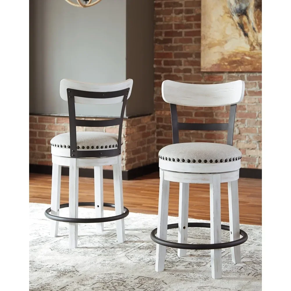 

Bar Chair, 24.5" Modern Swivel Pub Bars Stools with Wood Back, Counter Height Cushion Stools, Bar Chair