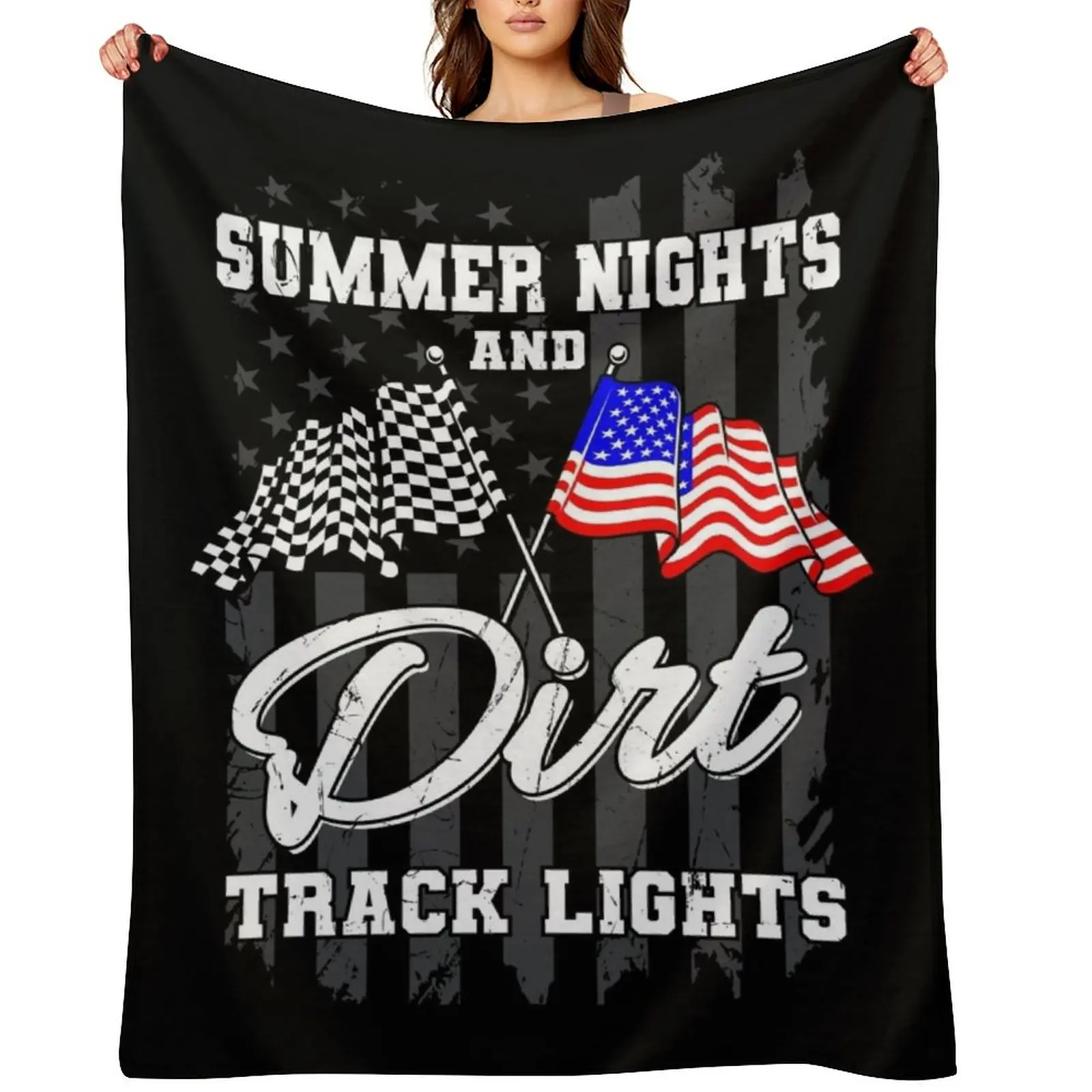 

Summer Nights Dirt Track Lights Racing Throw Blanket Sofa Thins Moving Vintage Blankets