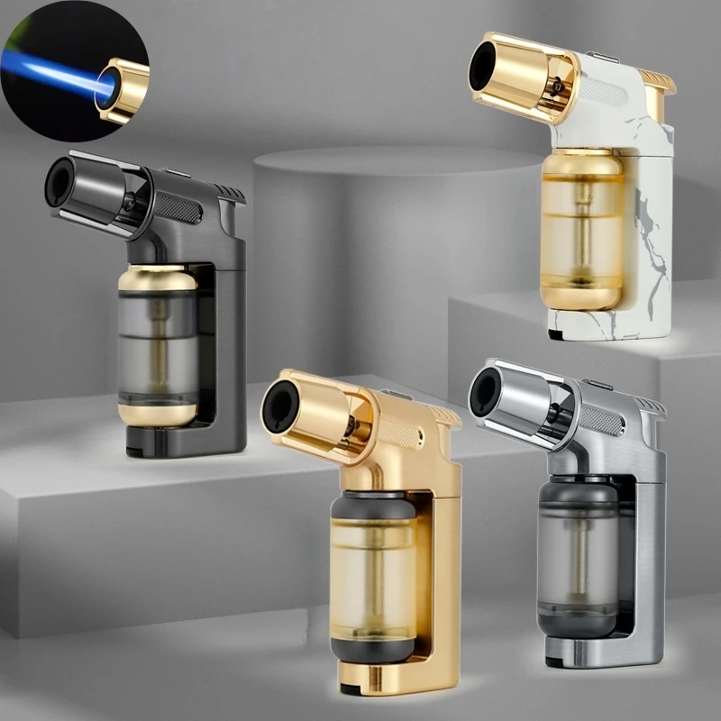 

New Transparent Air Chamber Windproof Direct Flame Lighter Metal Small Welding Gun Cigar Lighter Inflatable Lighter Smoking Gift
