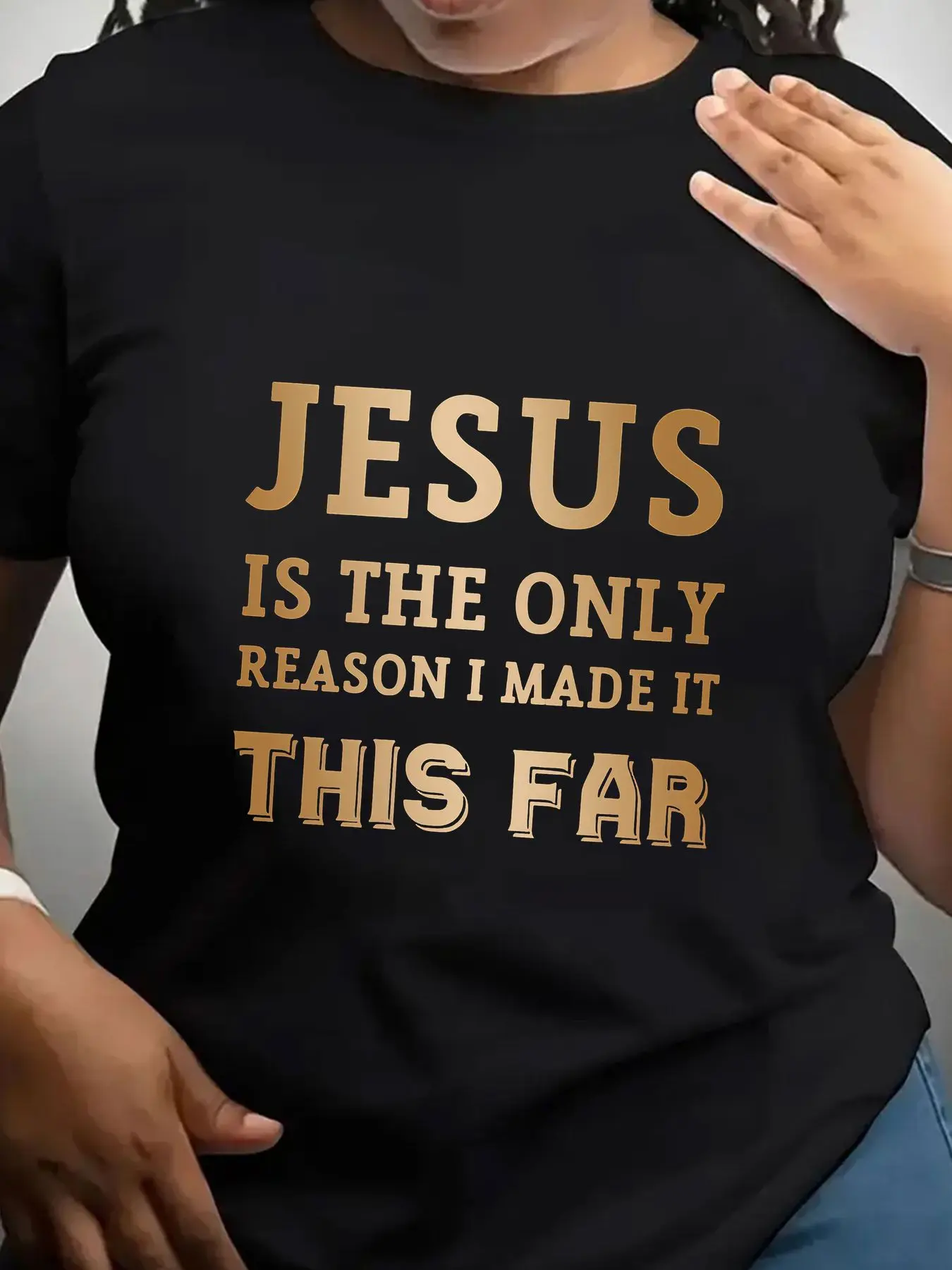 Women's Trendy Crew Neck T-Shirt Jesus Is the Only Reason Suitable for Casual Sportswear
