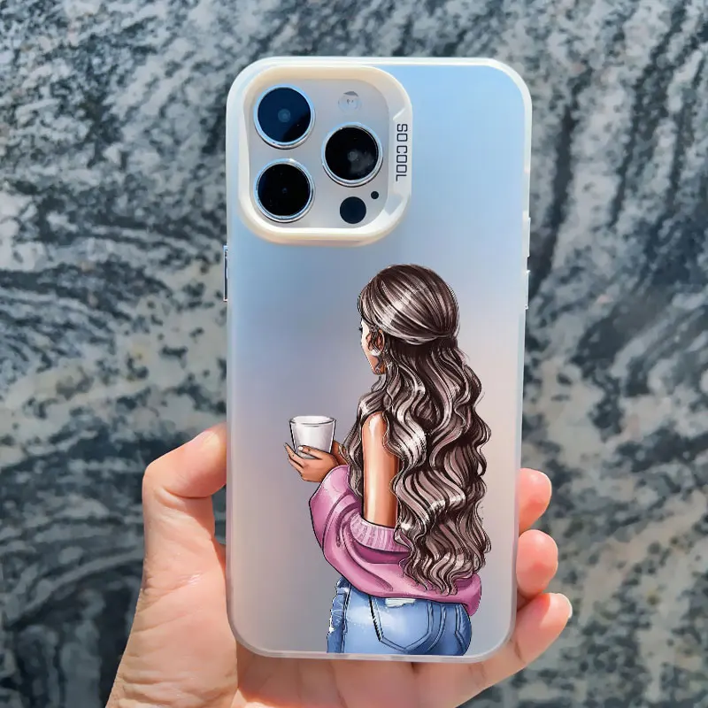 Mädchenmuster Handyhülle für iPhone 17 16 14 15 Plus Pro Max 11 12 13 Pro Max 13 Mini Stoßfeste Laser-Mode Rückseiten-Cover – Detail 9
