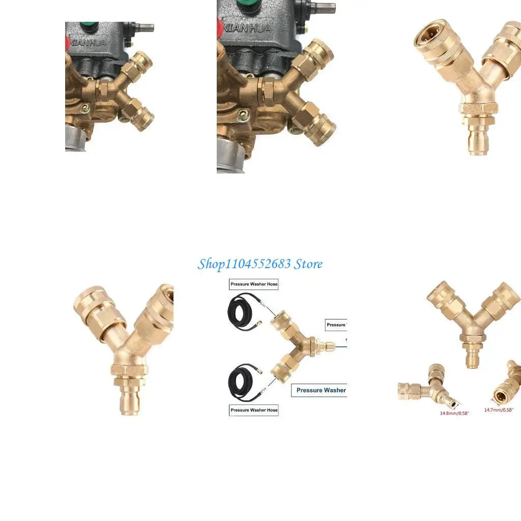 Y6GD High Pressure Washer Adapter Quick Connector Coupler Triple Splitter 3/8''