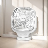 6inch Mini USB Fan Rechargeable Battery Fan with Led Lamp 3 Speed Adjust Leaf Desktop Portable Quiet Office Camping Outdoor