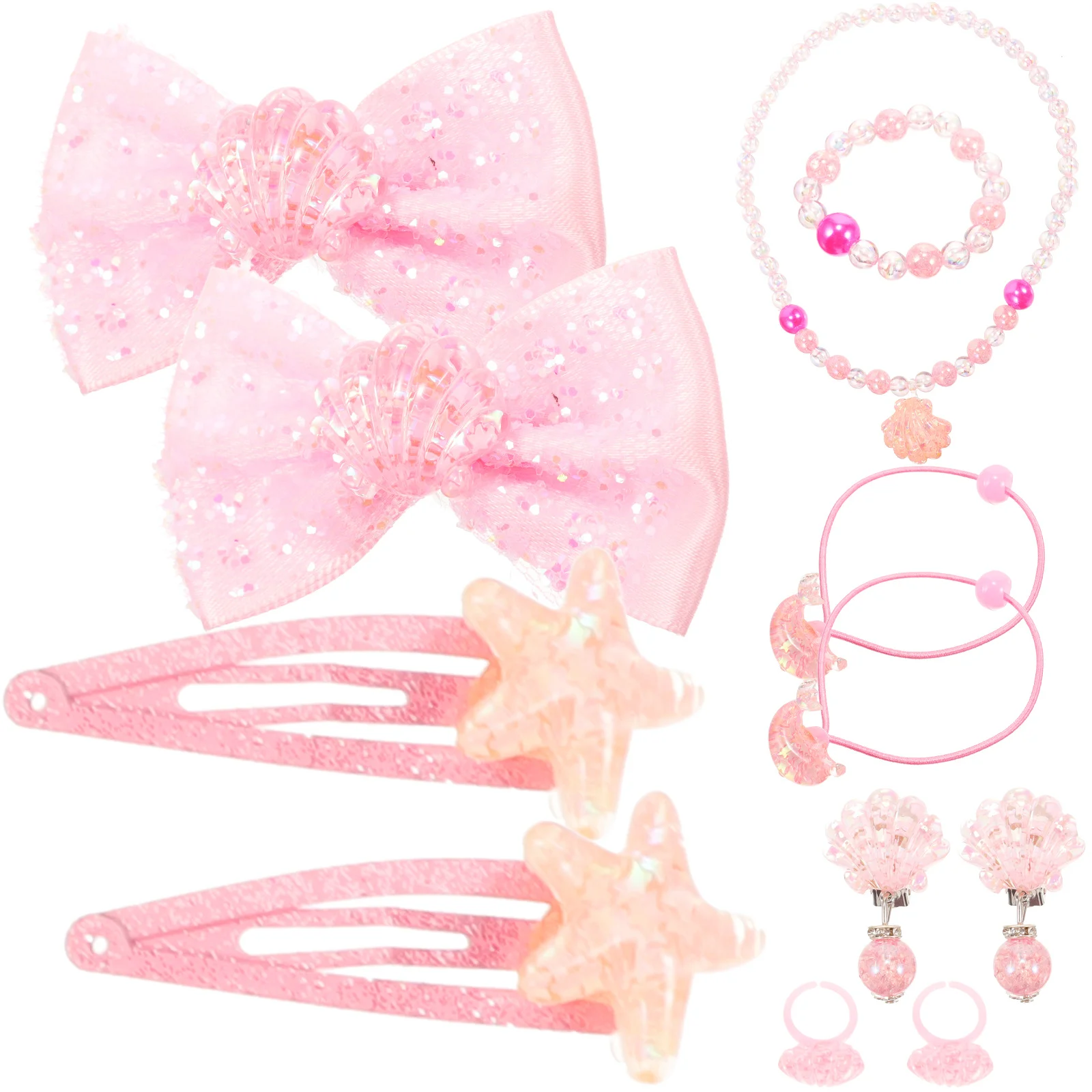 

1Set Toddler Girl Jewelry Set Princess Shell Bag Necklace Bracelet Little Girl Accessories Kids Gifts Party Girls Bag