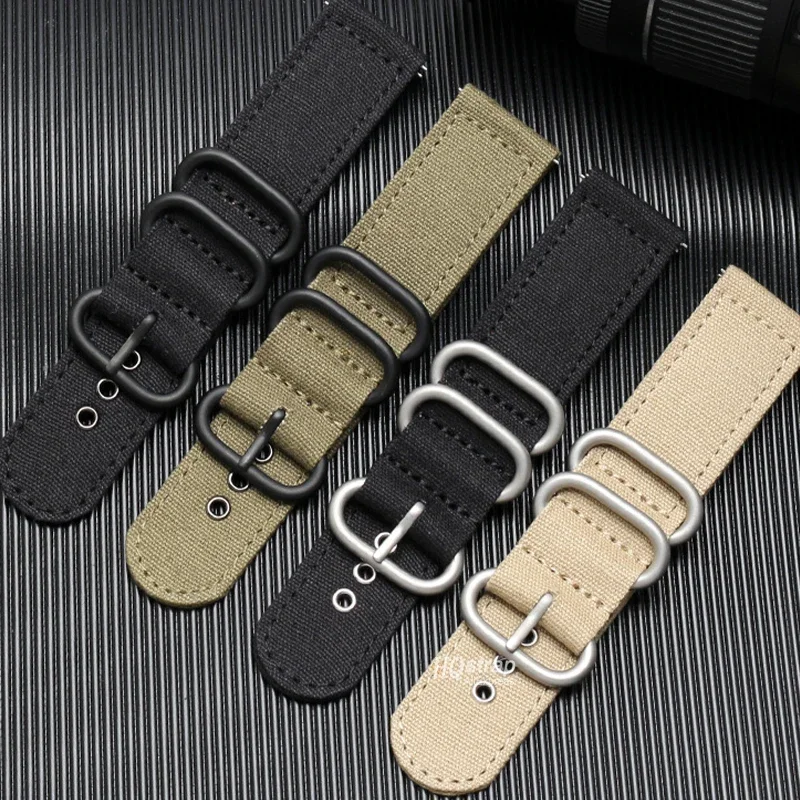 18mm 20mm 22mm Canvas Nylon Strap for Samsung Galaxy Watch 6 5 4 3 Classic belt for Huawei Watch Band Bracelet Sport Wristband