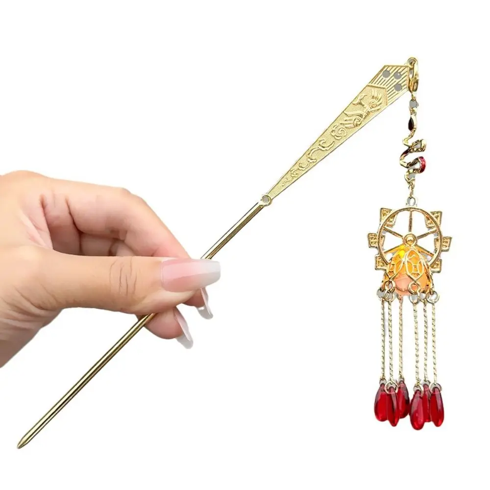 

Sweet Ancient Style Lantern Hairpin LED Light Tassel Glowing Hair Stick Pearl Hair Fork Hanfu Hair Clip Daily