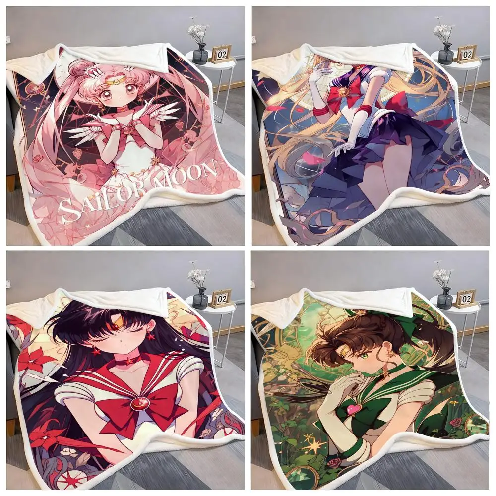 

ANIME S-SAILOR-MOON Throw Flannel Fluffy Soft Blanket Warm Skin-Friendly Throw for Sofa Bed Office Nap Winter