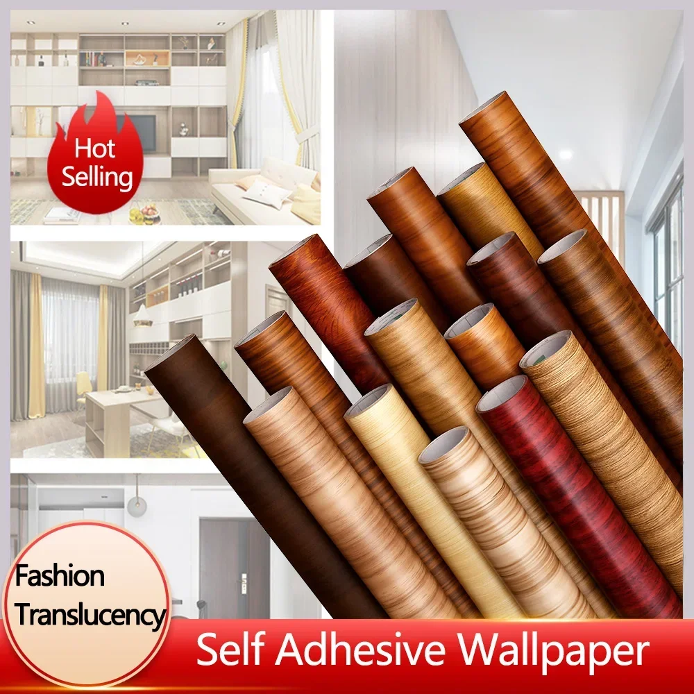 Waterproof Wood Grain Wallpaper Tables Wardrobes Cabinets Furniture Renovation decoration Self Adhesive Wallpaper