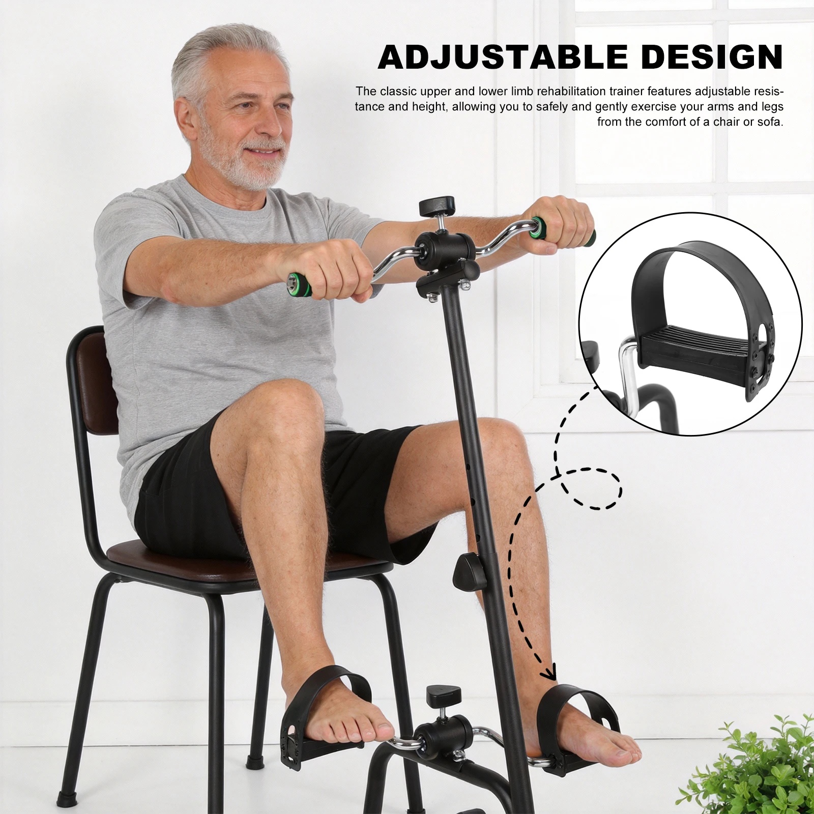 

Adjustable Arm Leg Exercise Bike for Home Use Pedal Trainer Rehabilitation Pedal Exerciser for Seniors with Resistance Control