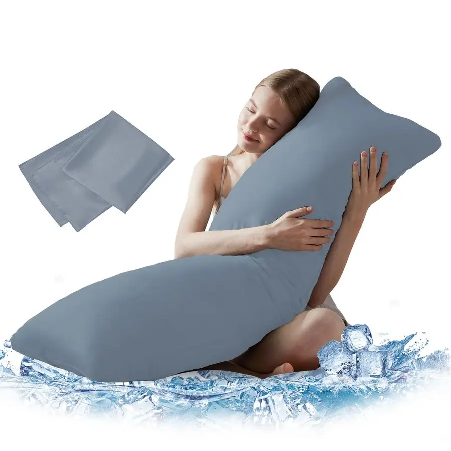 

Large Body Pillow Insert with Cooling Cover Soft Long Bed Pillow for Summer Breathable Full Body Pillow for Adults 20x54 inch Gr