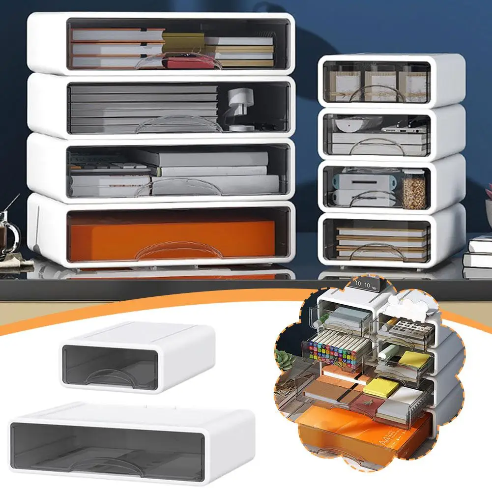 

Desktop Item Organizer Transparent Drawer Storage Box Multi-functional Stackable Storage Box Transparent For Stationery B9Z7