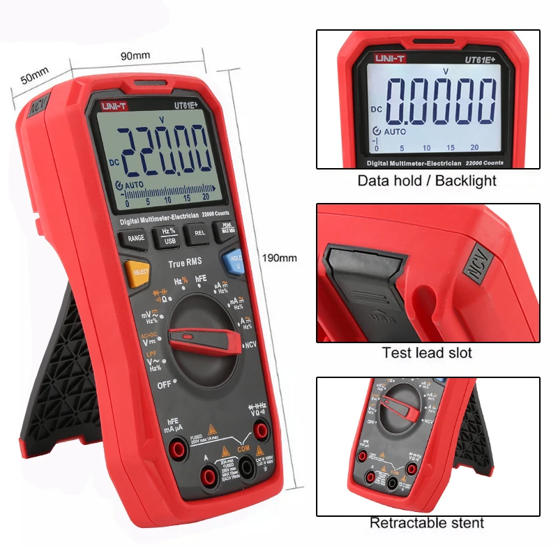Imagem -04 - Multímetro Uni-t-digital Ut61e Mais Ut61d Mais Ut61b Mais True Rms 1000v Tensão ac dc Resistência Atual Testador de Capacitância