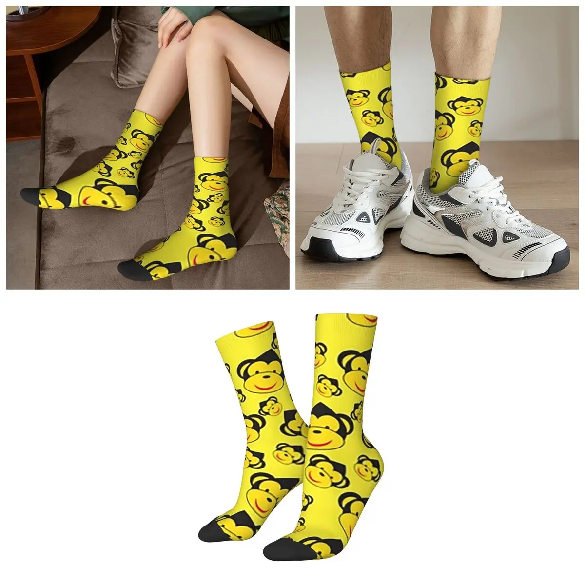 Cartoon Monkey Orangutan Design Socks Harajuku Super Soft Stockings All Season Long Socks for Unisex Valentine's Day Gifts