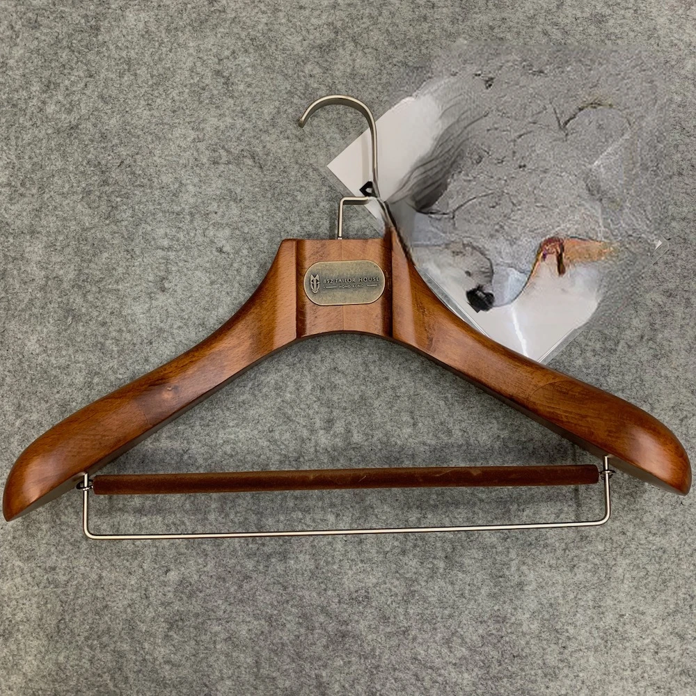 Wide-Shoulder Beech Suit Hanger Suit Clothes Hanger Thick Solid Wood Clothes Hanger