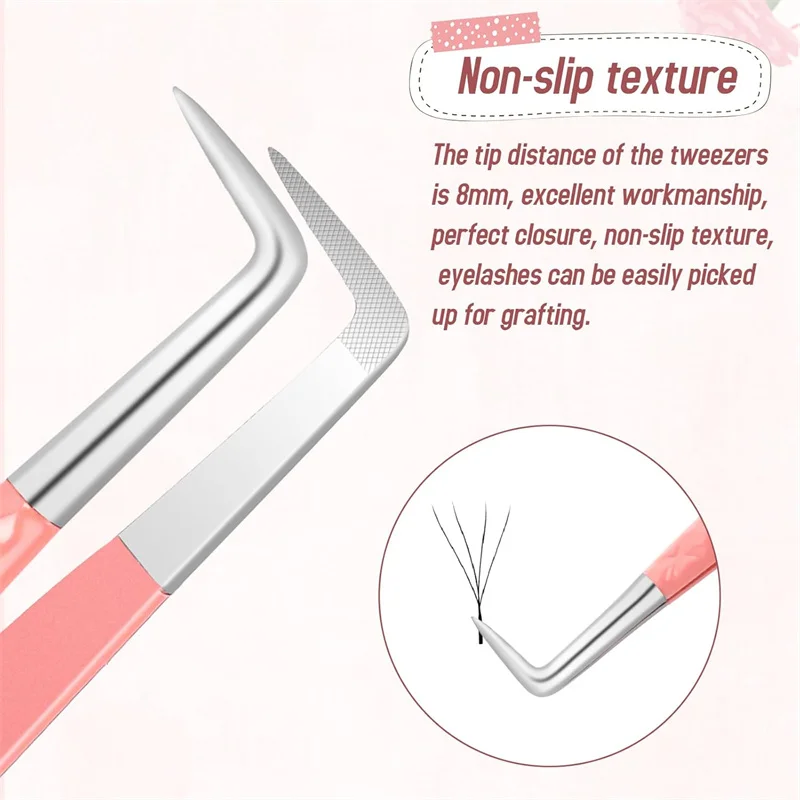 High Precision Fiber Tip Lash Tweezers for Eyelash Extensions 90 Degree Nano Boot Volume Isolation Lash Clip Tong Makeup Tools
