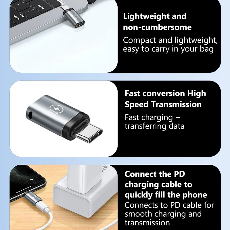 USB C to Lightning IOS Adapter Type-C Male to Lightning Female Connector 20W Fast Charging Data Transfer For iPhone15 Pro ProMax