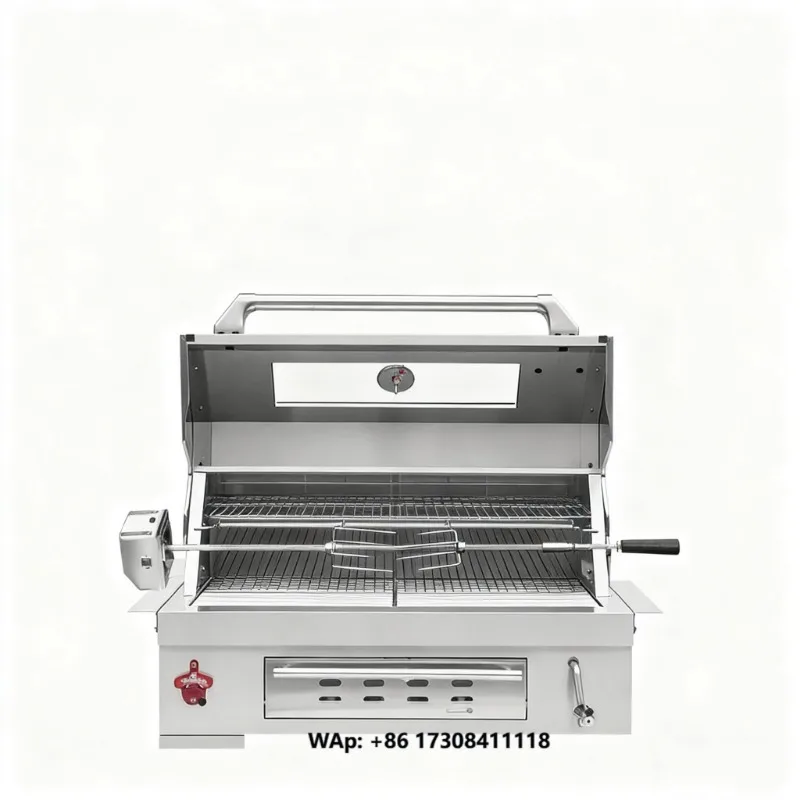 Premium Modern Built-in 304 Stainless Steel Charcoal Grill Electronic Ignition Villa Patio Roasting Rack Portable Outdoor