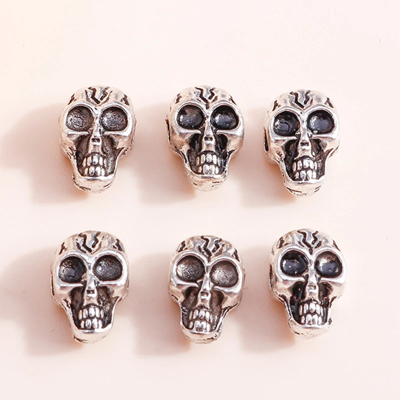Leslie 15 Stück Legierung Skelett Halloween Schädel Kopf Charms Perlen Anhänger für Schmuckherstellung Tropfen Ohrringe Halsketten Armbänder DIY – Detail 4