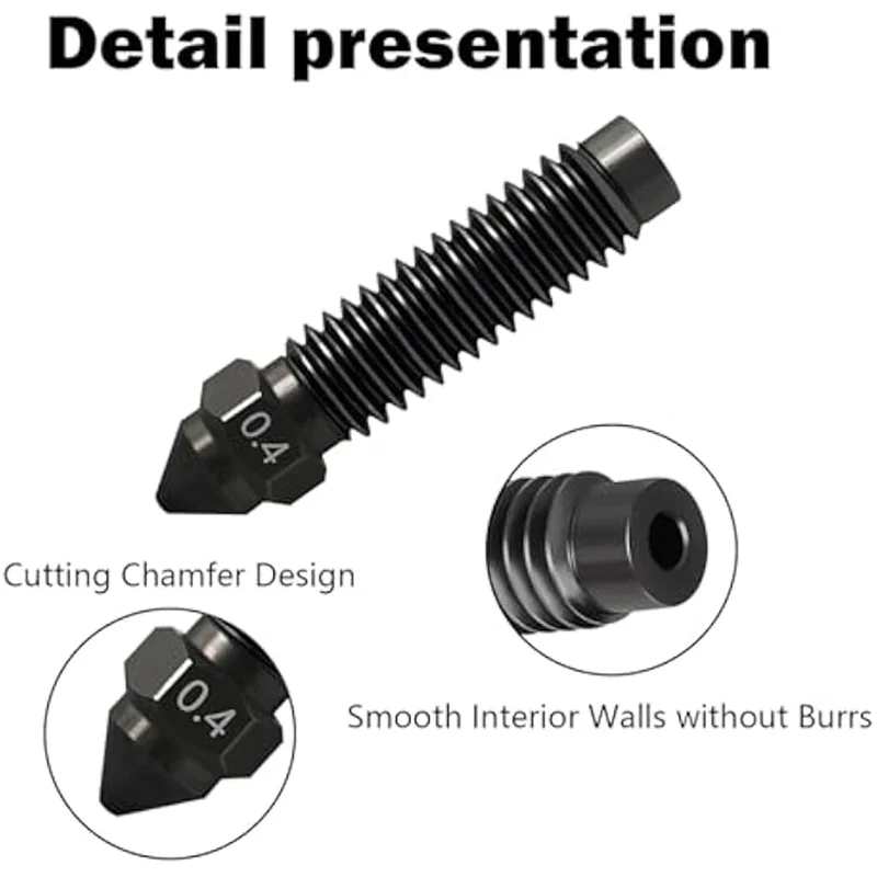 Conjunto de bico de aço endurecido de alta velocidade 0.2 + 0.4 + 0.6 + 0.8mm 6 peças para centauri carbono e acessórios de impressora 3d elegoo carbono