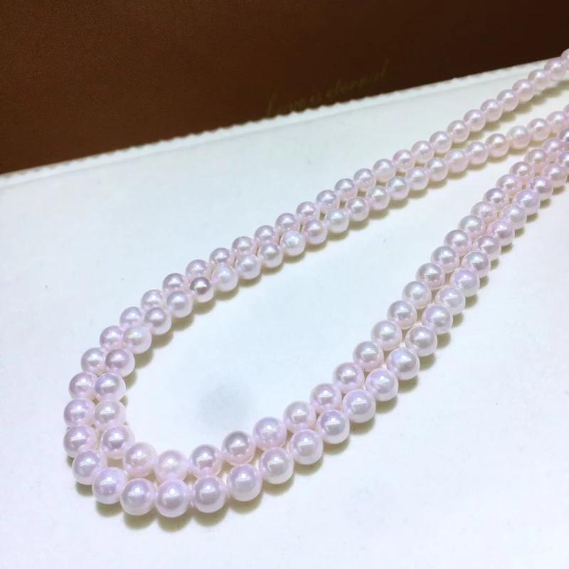 

16 inches 3-4mm Natural White Pink Overtone Sea Water Akoya Pearls Loose Strand