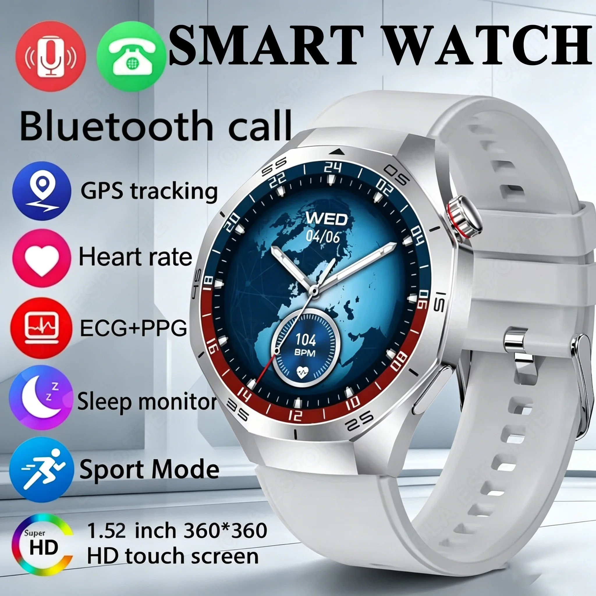 

New Wireless charging Smart Watch Bluetooth Call Fitness Tracking Music Playback Health Monitor Smartwatch for Men Women HT30
