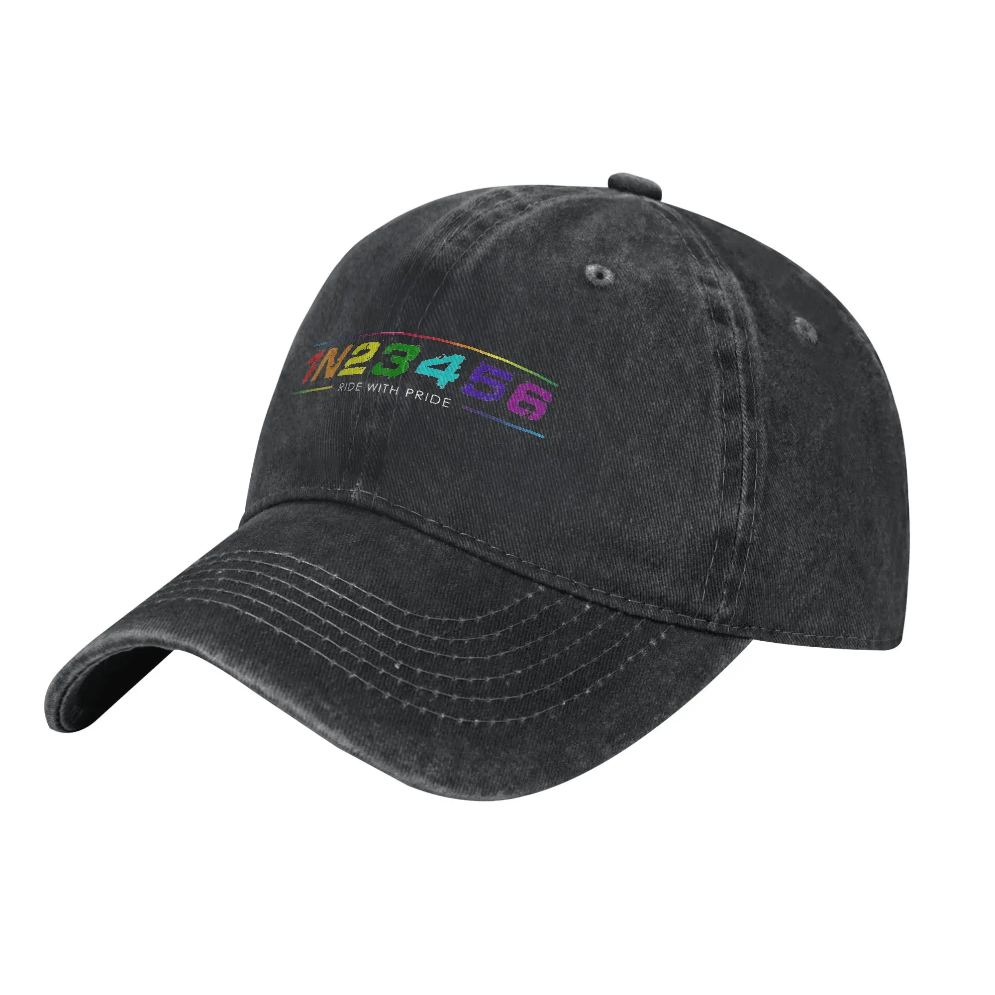 1N23456 Ride Motorcycle With Pride LGBT Unisex Baseball Cap  Distressed Denim Washed Hats Cap Casual  Workouts Gift Snapback Hat