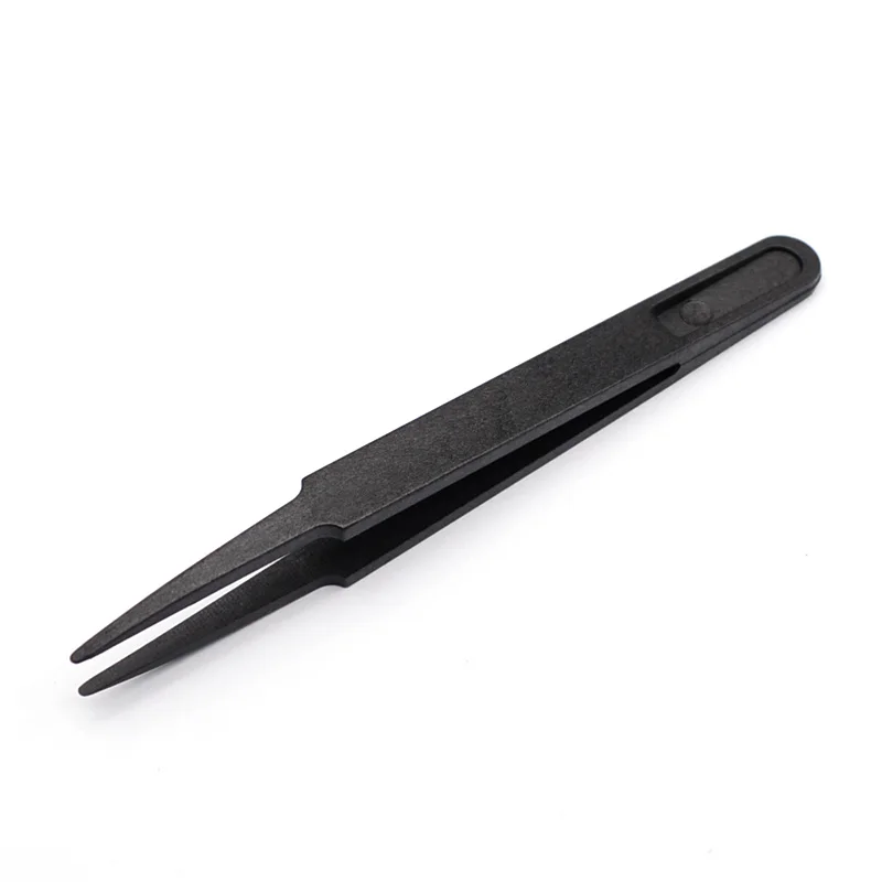 New Arrival 5pcs/set Portable Black Straight Bend Anti-static Plastic Tweezer Heat Resistant Repair Tool