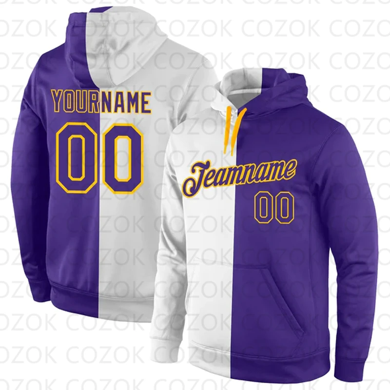 

Customized Hoodie Purple Splice Colour Jersey 3D Printed Unisex Pullovers Hoodie Casual Sweatshirts