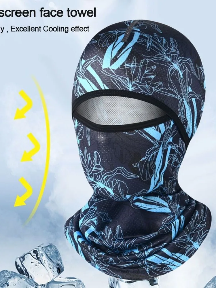 AliExpress NONE Summer Cool Balaclava Ice Silk Cycling Full Face Cap Sun Anti-UV Protection Sports Face Cover Headwear Bike Motorcycle Men's Hat
