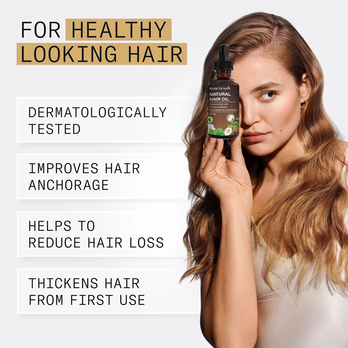 น้ำมันบำรุงผมวอเตอร์ไอซ์เลวิน บำรุงและเพิ่มความชุ่มชื้น เสริมความนุ่มสลวยและเงางาม ดูแลเส้นผมได้ทุกประเภท