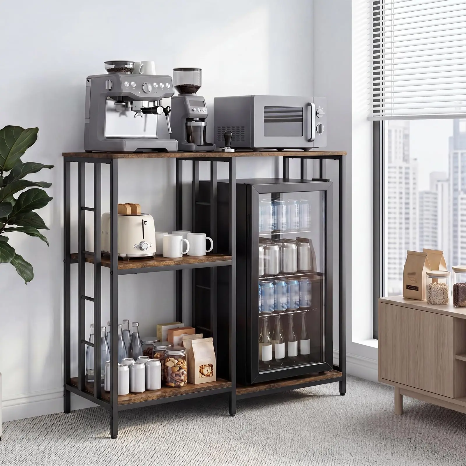 4-stöckiges Küchen-Backregal, Mini-Kühlschrank-Ständer, für Mikrowelle Küchengeräte-Regal Wohnzimmer, Büro, Terrasse