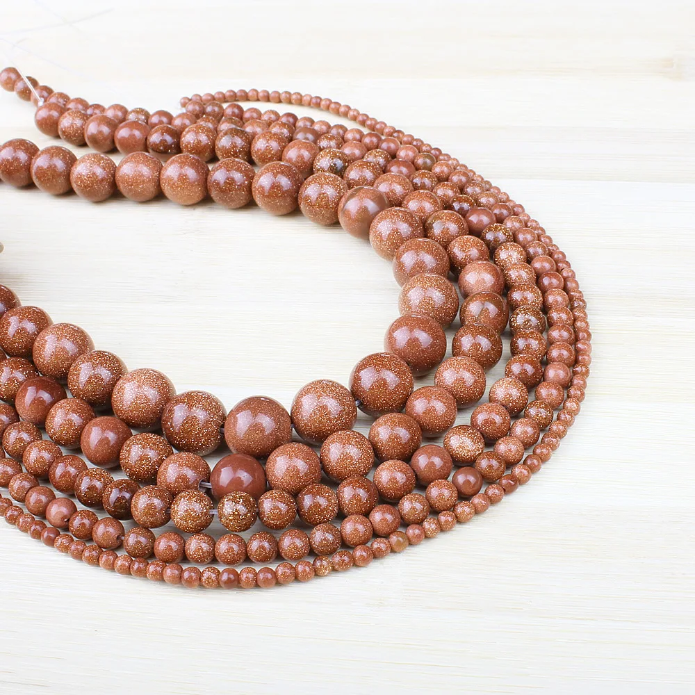 Whosale Natural Goldstone Loose Beads Round 4mm,6mm,8mm,10mm,12mm Semi-precious Stone  Beads DIY Jewelry For Necklace Bracelet