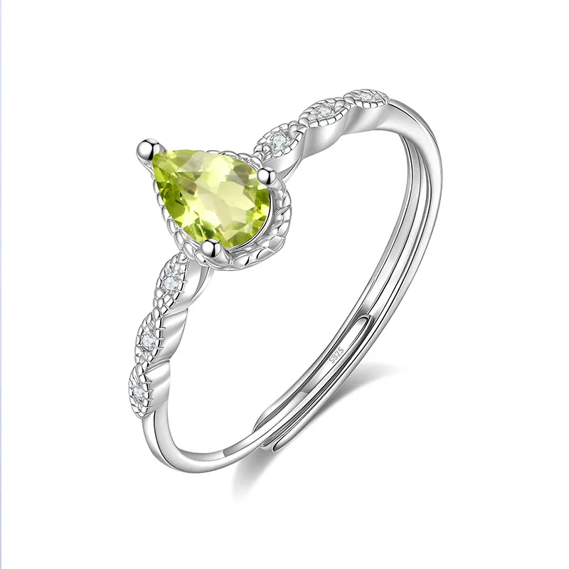 

S925 Pure Silver Resizable Size Ring for Women Fine Gorgous Natural Topaz Citrine Garnet Amethyst Peridot Birthday Gift