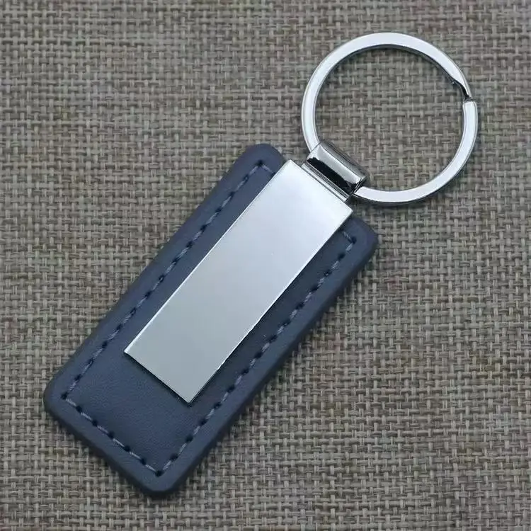 Einfacher Leder-Schlüsselanhänger, rechteckig, Edelstahl, Metall, Herren-Schlüsselring, Auto-Geschenk, Schlüsselanhänger, exquisiter Modeanhänger, Großhandel – Detail 11