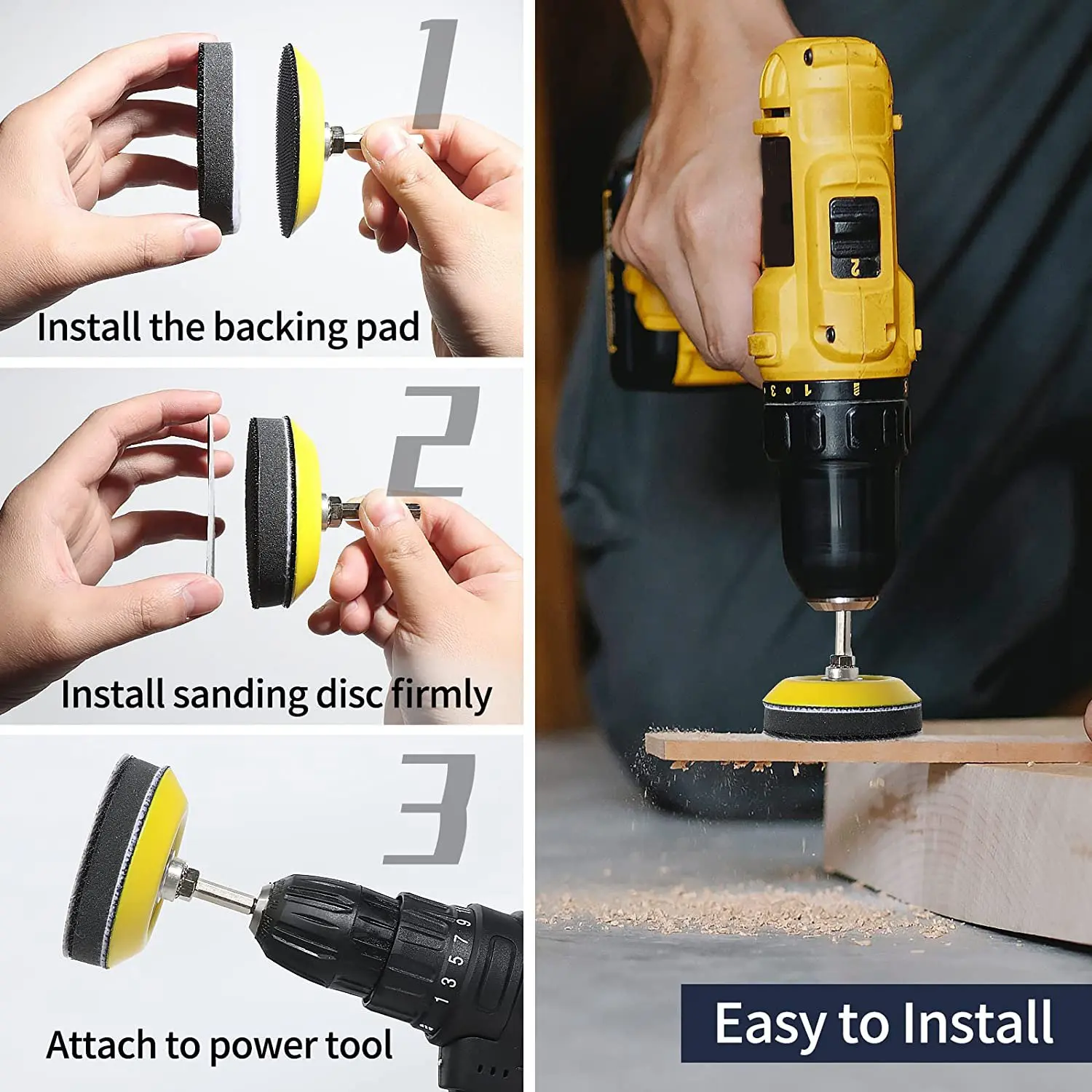 

VEHO-120Pcs 3Inch Sanding Discs With 2 & 3Inch Backer Pads And Sanding Sponge Sander For Drill Grinder Rotary Tools