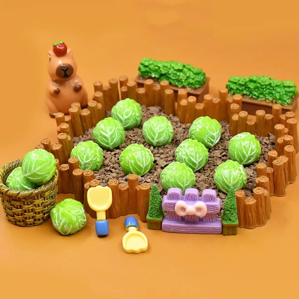 DIY 3D Mini Resin Cabbage Miniature VegetableAccessories Room Decoration Figurine Deco Parts FlatbacksDollhouse