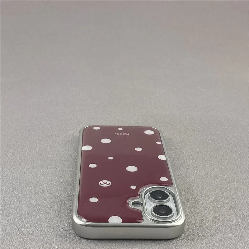 Custodia per telefono con colla a goccia galvanica a pois rosso vino vintage per iPhone 17 Air 16 15 14 13 12 11 Pro Max Plus Y2K Cover Ins