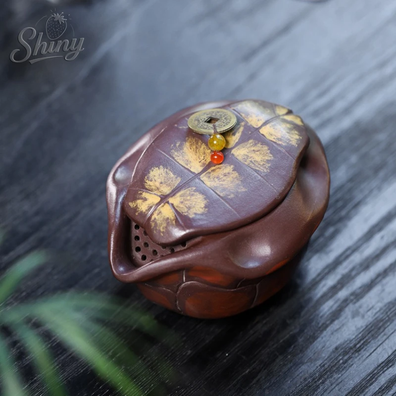 

Original Purple Clay Handmade Purple Clay Pot Fortune Hand Grip Pot Turtle Shell Quick Guest Teapot Kung Fu Tea Set