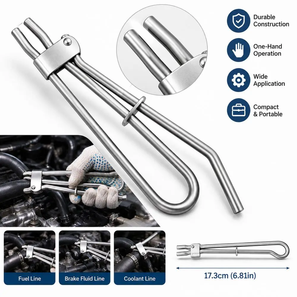 Carbon Steel Hose Clamping Pliers Pincer Grip Bent Nose Structure Fuel Line Pliers Hand Held Tube Sealing Pliers